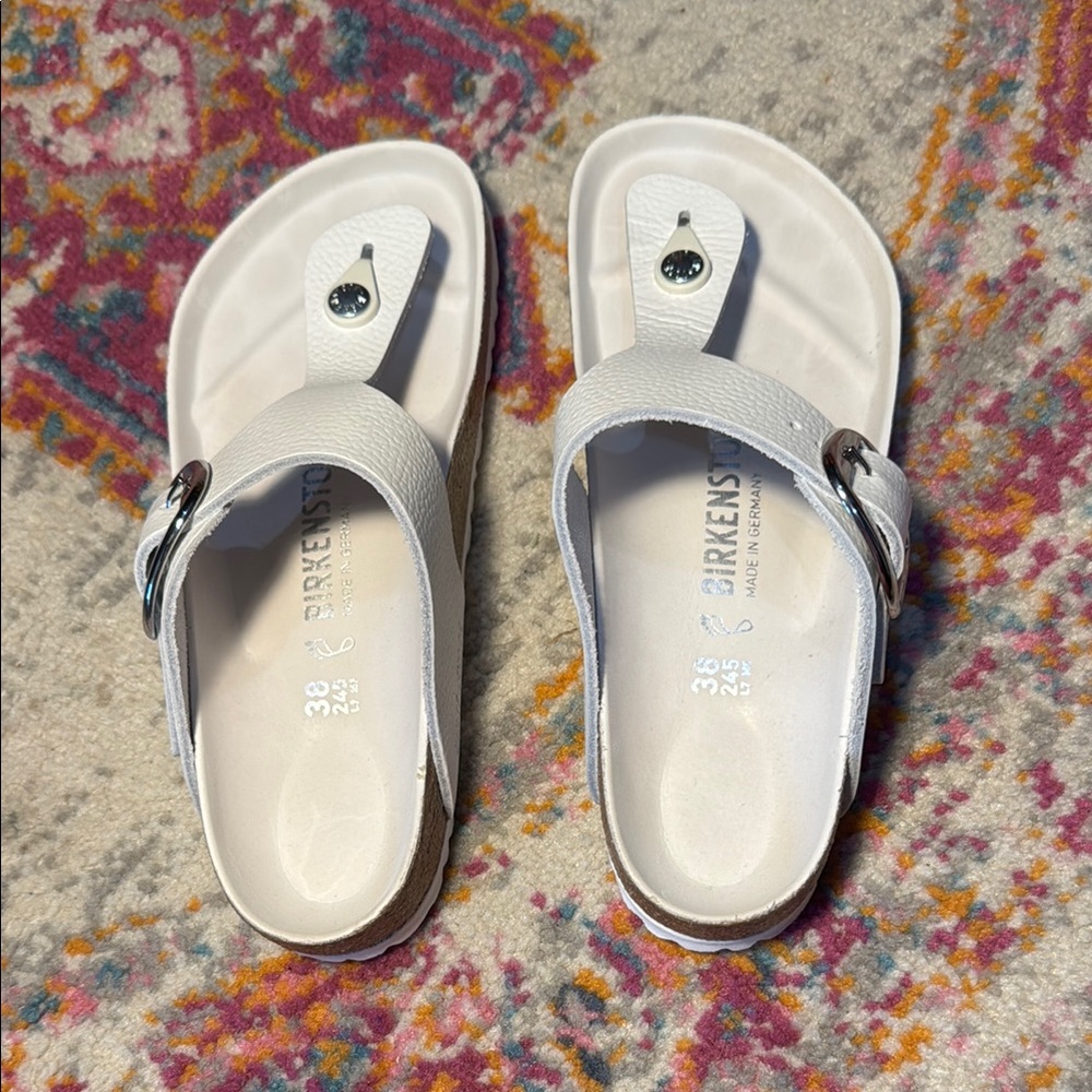 Birkenstock Textured White Slide Sandals